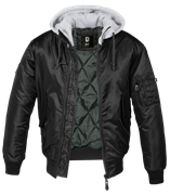 Куртка Brandit MA1 Sweat Hooded Black-grey
