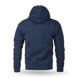 Ближайший план на надпись на темно-синем худи с логотипом и текстом THOR STEINAR Nordic Company